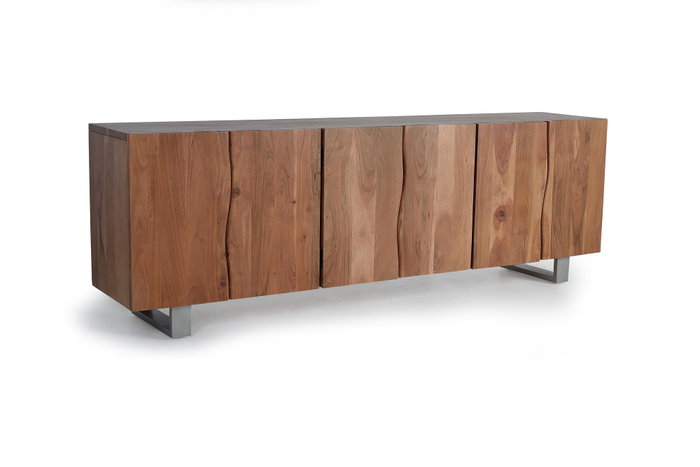 GINER Y COLOMER Buffet en Acacia et Métal 6 Portes avec Étagères - 74x220x45 cm (Couleur Naturel)